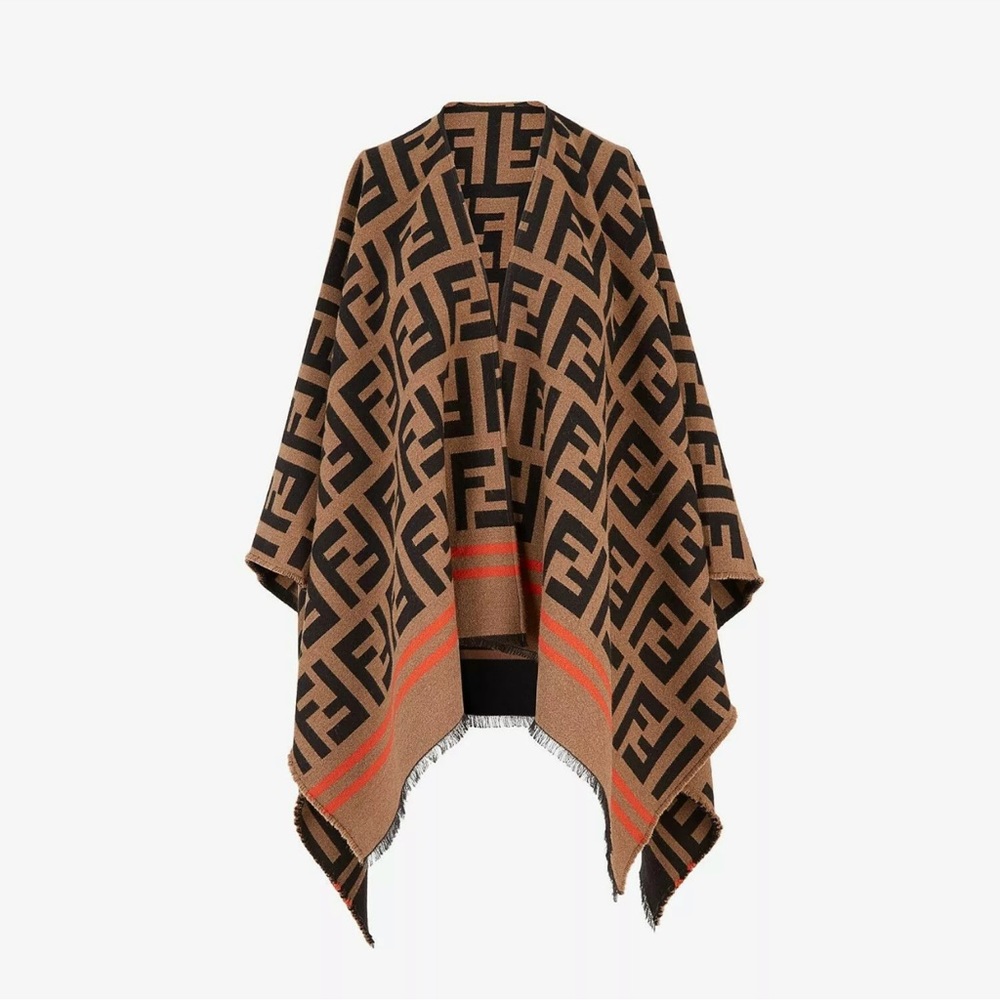 Authentic Fendi Zucca Motif Logo Monogram Poncho